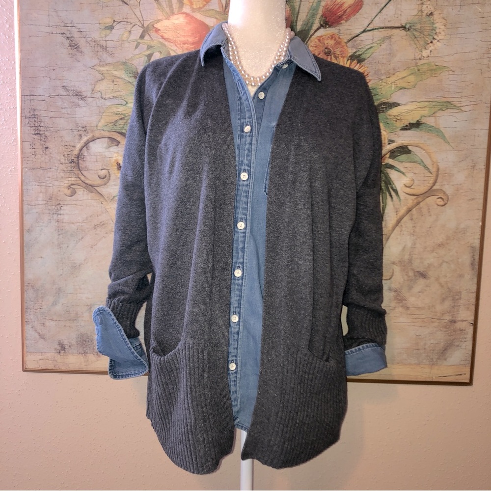 Sz XS Anthropologie Acrobat Grey Cashmere Blend Boyfriend Cardigan